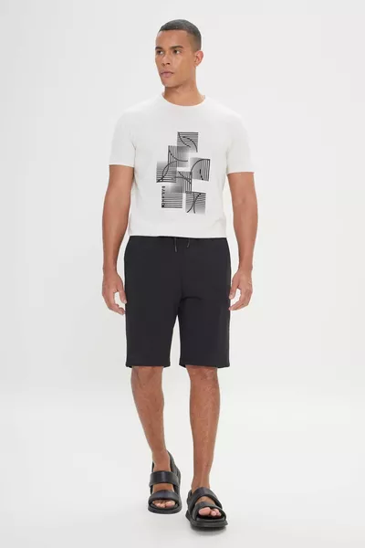 الرجال أسود قياسي صالح عادي قطع عارضة محبوك السراويل