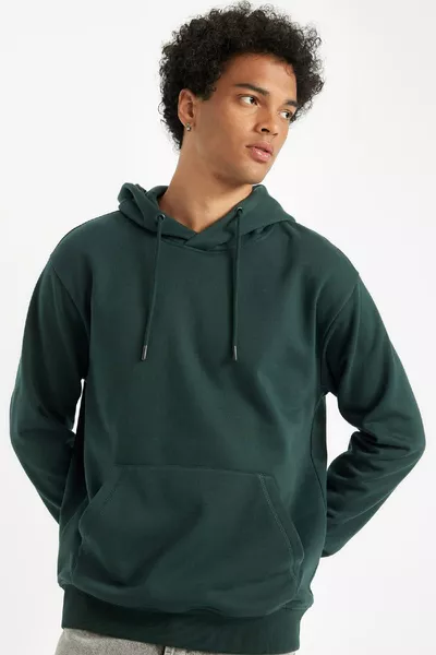 Sweatshirt basique à capuche, coupe régulière, poche kangourou, doublé en polaire douce AU