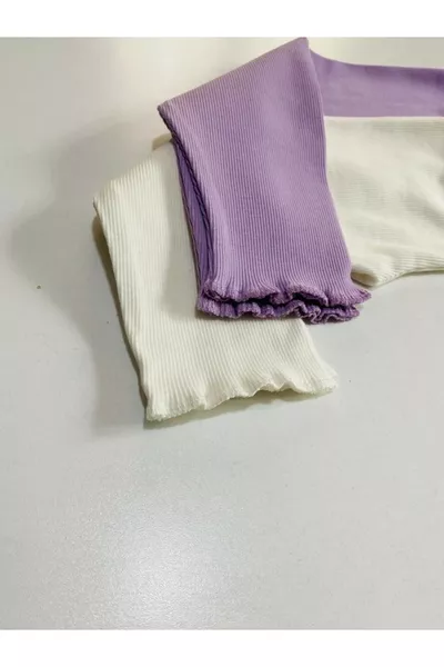 Эластичные трикотажные лилово-белые леггинсы для девочек и мальчиков, 2 шт.