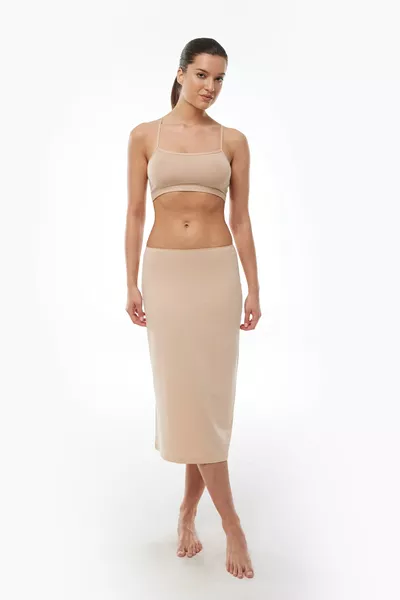 Women's Skin Color Full-Length Skirt Lining Modal Slip 