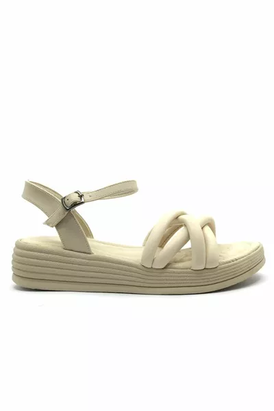 Feles Flat Sole Cross Detail Sandales pour femmes TEN