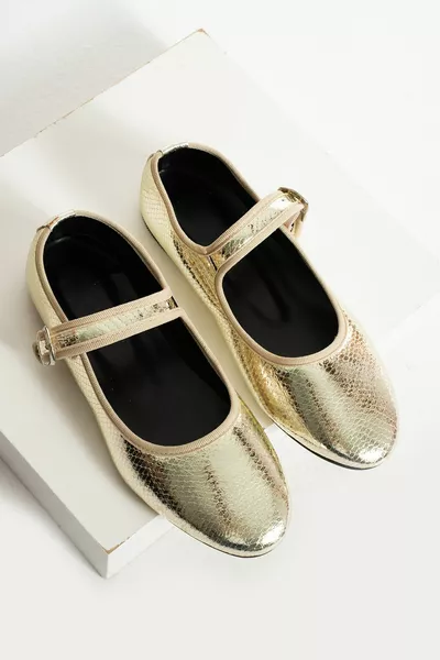 المرأة عارضة الباليه الشقق جولة اصبع القدم فرقة واحدة راقصة الباليه الشقق الذهب ثعبان راينيس