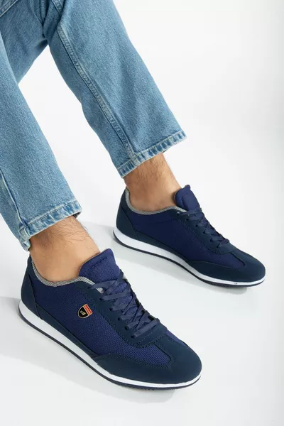 الرجال الأزرق الداكن الأبيض الدانتيل متابعة عارضة خفيفة الوزن لينة وحيد شبكة أحذية رياضية أحذية رياضية أحذية رياضية