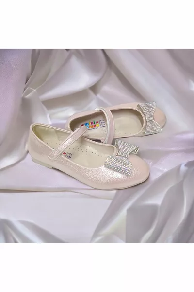 STYLISH BALLET FLATS WITH ORTHOPEDIC SOLES FOR GIRLS POWDER COLOR STONE DETAILS