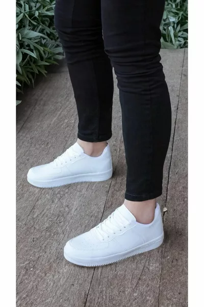 عارضة الدانتيل المتابعة الراحة وحيد أبيض للجنسين أحذية رياضية عارضة