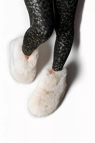 Crème femme bumble ultra léger shaggy panduf avec fourrure à l’intérieur 4cm 