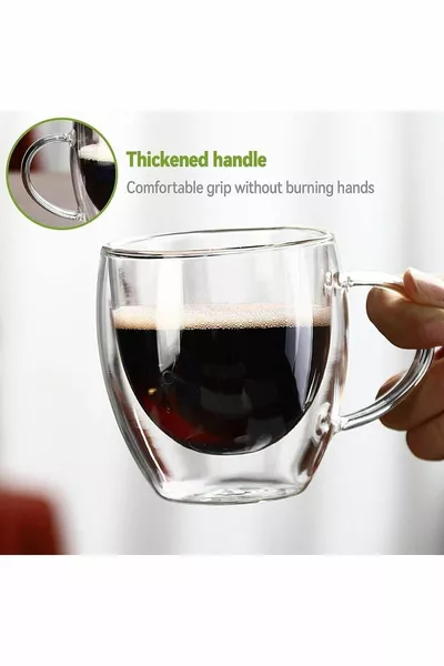 Double Glazed Double Wall Glass Mug Home Office Cup ml Double Layer Heat Insulated Glass Cup With Handle