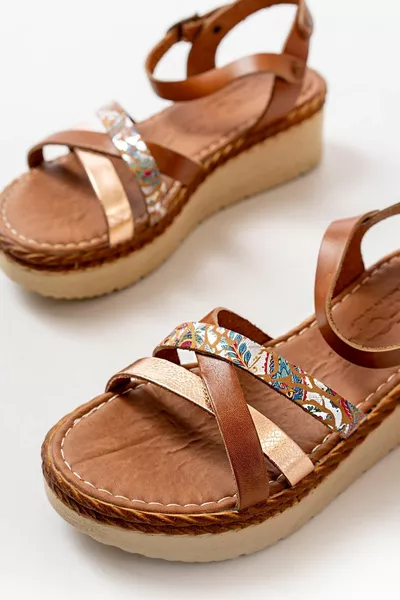  Tan Multi Orthopedic Rembourrage en cuir véritable pour femmes Sandales