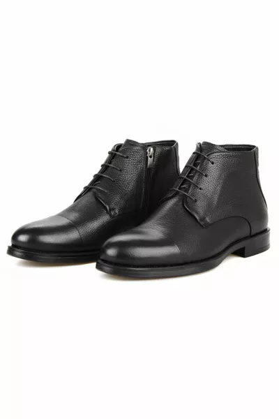 Bottes en cuir noir avec fermeture éclair pour homme