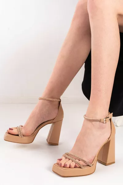 Abendkleid mit Plateauabsatz Damen Knöchel Steinschuhe