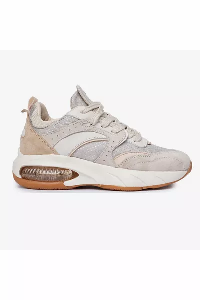 Beige sneakers van echt leer voor dames 