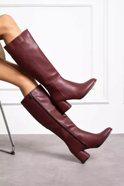 Edna Lange Laarzen Met Hak Ritssluiting Dames - Bourgondië