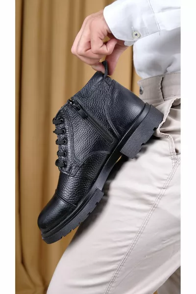 جلد طبيعي ، أحذية الفراء عدم الانزلاق الوحيد أحذية الرجال الباردة والدليل