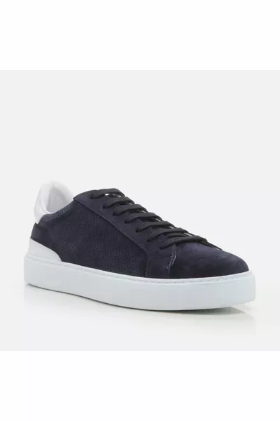 Sneakers da uomo blu navy in vera pelle