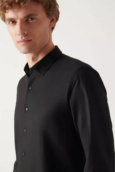 Мужская черная оксфордская рубашка 