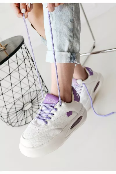 Chris White Skin Lilac Detailed Lace-Up Sneakers