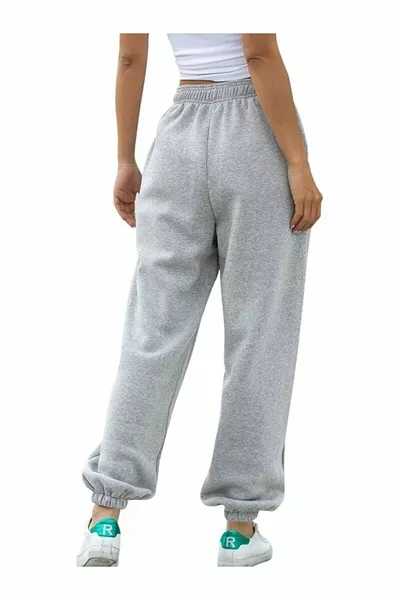 رمادي رث المرأة سويت شيرت قيعان