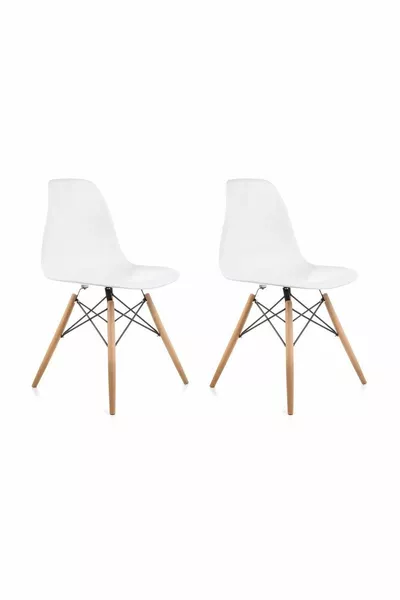 2 White Mona Eames Chairs for Cafe, Balcony, or Kitchen