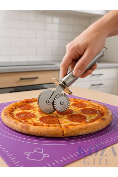 Steel Double-Headed Pizza Dough Cutter Knife Dough Roller Dough Shaping Machine