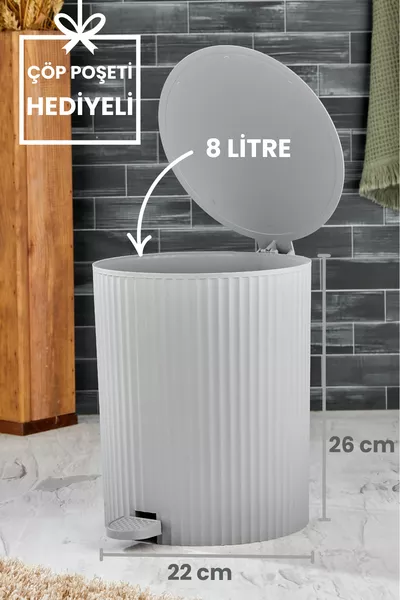 ESTE - Кош за боклук с кръгли педали - с капак на райе - за баня и кухня