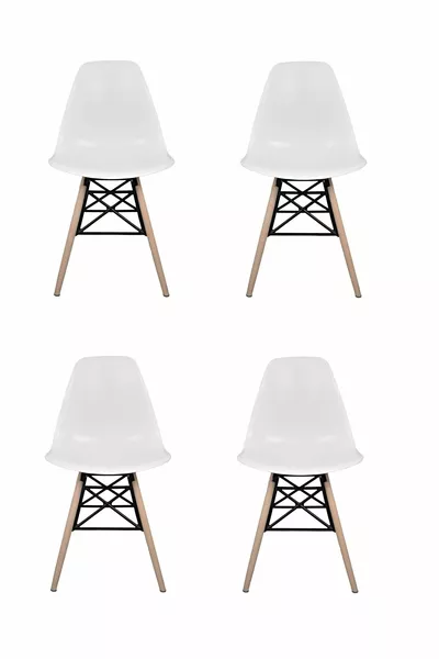 Eames plastic stoelen met frame - 4 stuks - Café, balkon, keukenstoel