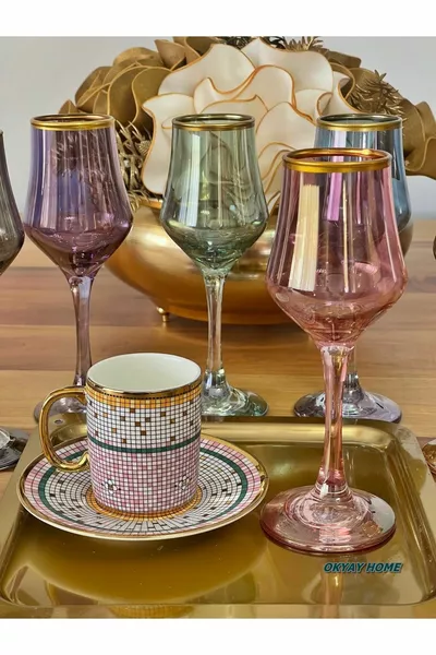 Verres à boisson d'accompagnement pour café de 6 personnes en 6 couleurs, cadeau de luxe pour mariage