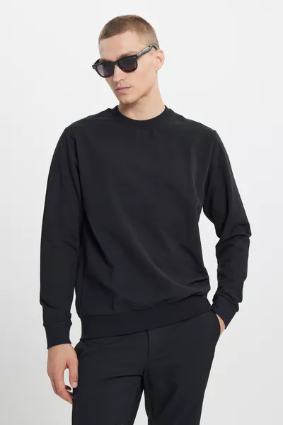 Men's Black 2-Pack Cotton Standard Fit Regular Cut Crew Neck Sweatshirt