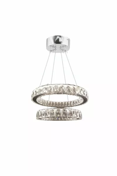 Suspension moderne Zilla 2 pièces avec cristaux, LED télécommandée à 3 couleurs