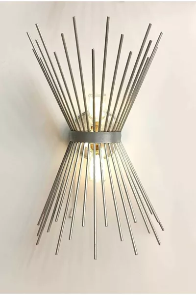 Metalen Zilveren Egel Wandlamp op Batterie