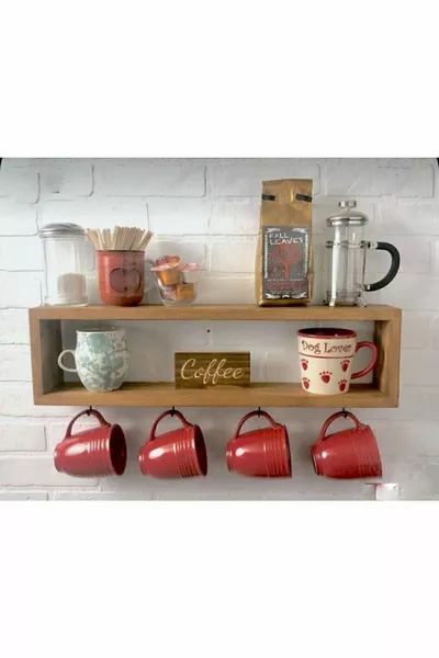 Cup Hanger Mug Holder Coffee Organizer Kitchen Wall Shelf Spice Rack
