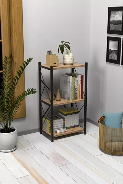 Libreria Singola Veni Metal, 3 Ripiani, Multifunzionale, Scaffale per Documenti e Libri, Scaffale per Ufficio o Soggiorno