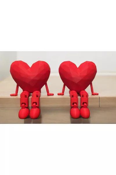 Zittende Hart Beeldjes Set – Wiebelende Voetjes Liefdesfiguren Decoratieve Tafeldecoratie