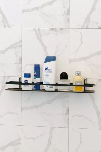 Single-Tier Bathroom & Kitchen Shelf Matte Black