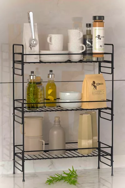 3-Tier Kitchen Shelf Bathroom Cabinet Multi-Purpose Organizer Spice Rack Countertop Shelf Organizer