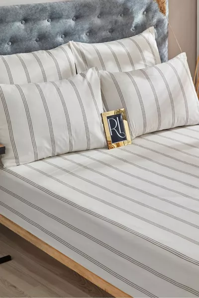 Комплект чаршаф с ластик и калъфка за възглавница Atlantis от памук - Еднолицев / Двулицев / Лаген