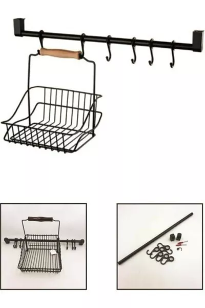 Retro Wrought Iron Metal Basket Hanger and Hook
