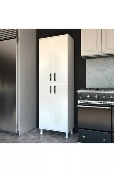 Rani Multi-Purpose Cabinet 4-Door 6-Shelf Bathroom Pantry Kitchen Cabinet White