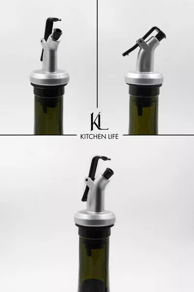 Set de 2 bouteilles en verre ambré pour huile d'olive et huile végétale - Set de carafes en verre rétro étiquetées