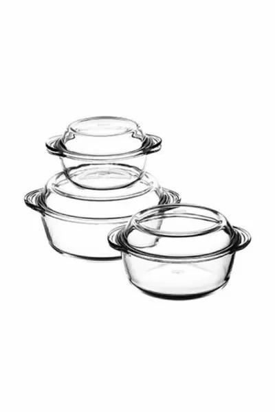 Set di 3 pentole rotonde in vetro Borcam