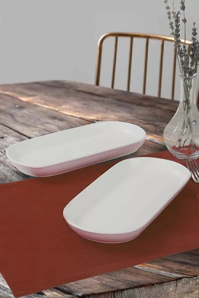 Matte White Noyan Boat Plate 2 Pieces, Cm