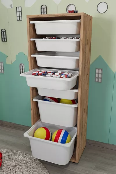 7-Basket Cabinet Multi-Purpose Cabinet Toy Cabinet Pera Pine