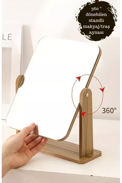 Wooden Stand Countertop Makeup Beauty Mirror Cm