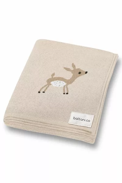 Knitted Baby Blanket for Girls and Boys cm x cm Cute Fawn Beige