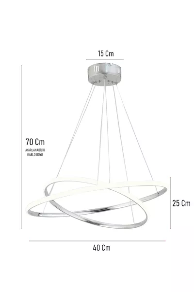 برناردو قلادة كرومية حديثة بحلقة كبيرة ضوء أبيض ليد