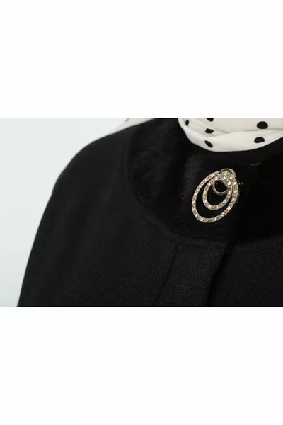 Pelz Detail Schwarzer Winter Abaya Saisonmantel