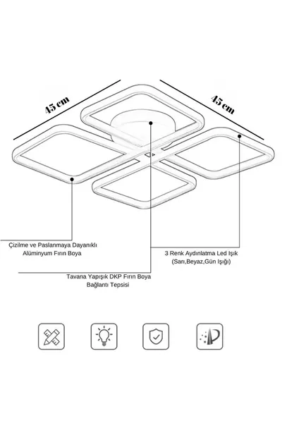 ثريا سقف نوڤم سوداء مع لمبات LED فائقة البياض