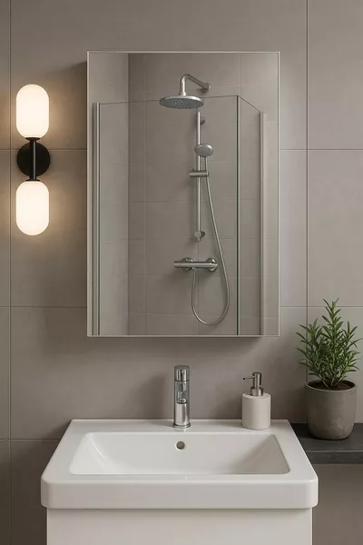 Badkamerkast met spiegel en één deur