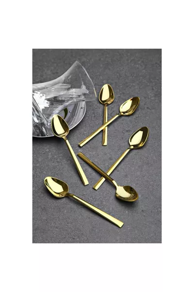 Dmr Life 6 Pezzi Cucchiaini da Tè di Lusso in Acciaio Dorato Gold