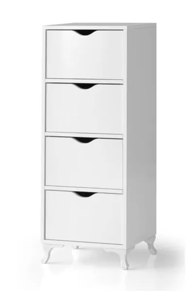 Dispensa multifunzionale in legno bianco con cassetti