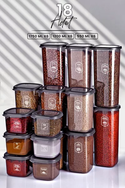 Комплект квадратни контейнери за съхранение на хранителни продукти с капак (мл) със здрава капачка